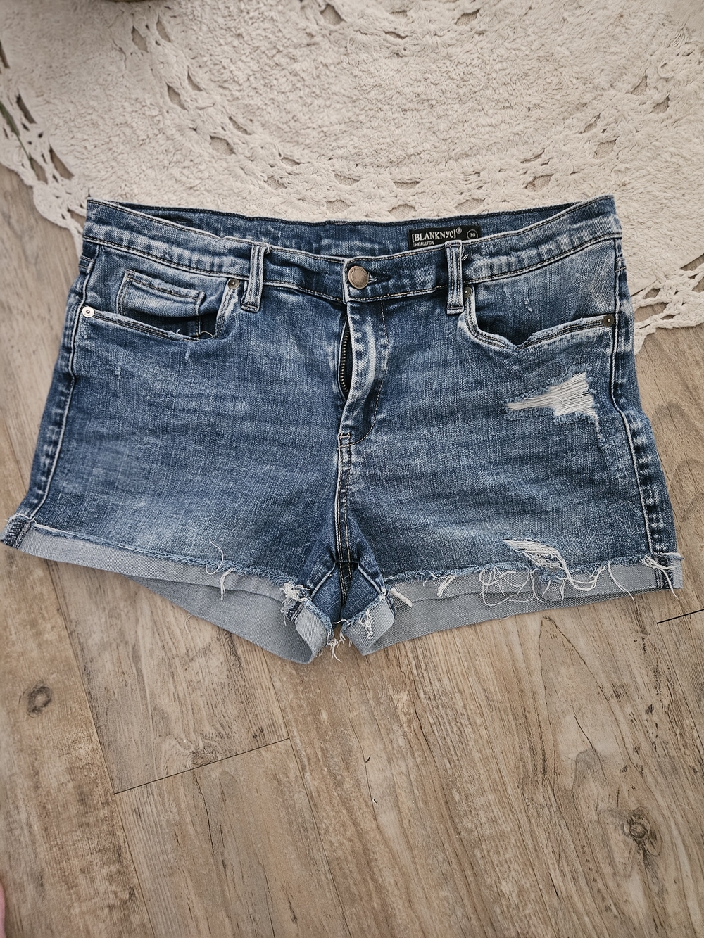 Blank NYC Distressed Blue Denim Cutoff Shorts